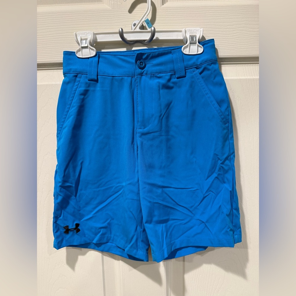 Under Armour turquoise color, golf shorts embroidered logo YS